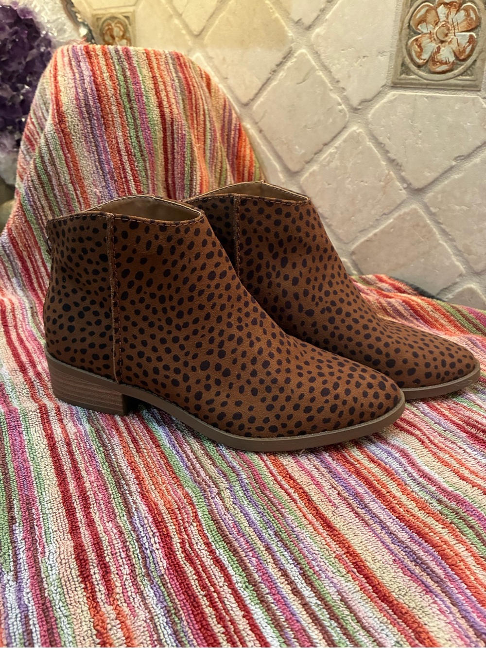 Universal Thread Brown Leopard-Print Ankle Booties